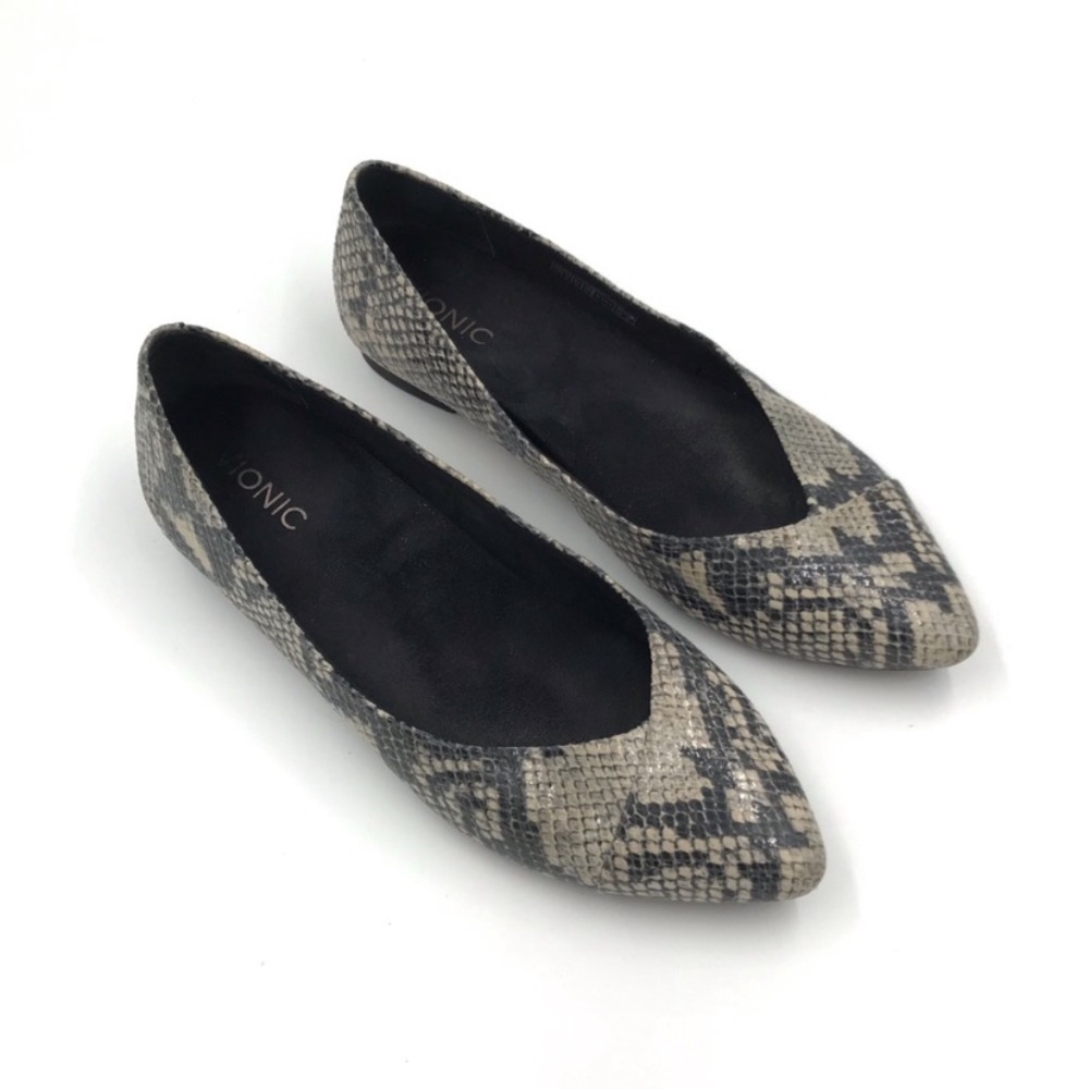 Vionic Caballo Snake Skin Point Toe Flats